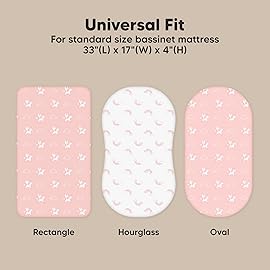 2-Pack Organic Bassinet Sheets for Girls, Boys - 100% Cotton Bassinet Mattress Sheets Compatible with Halo Bassinest Swivel Sleeper, Graco,Baby Delight,Chicco,Unisex Fitted Bassinet Sheets (Dreamland)