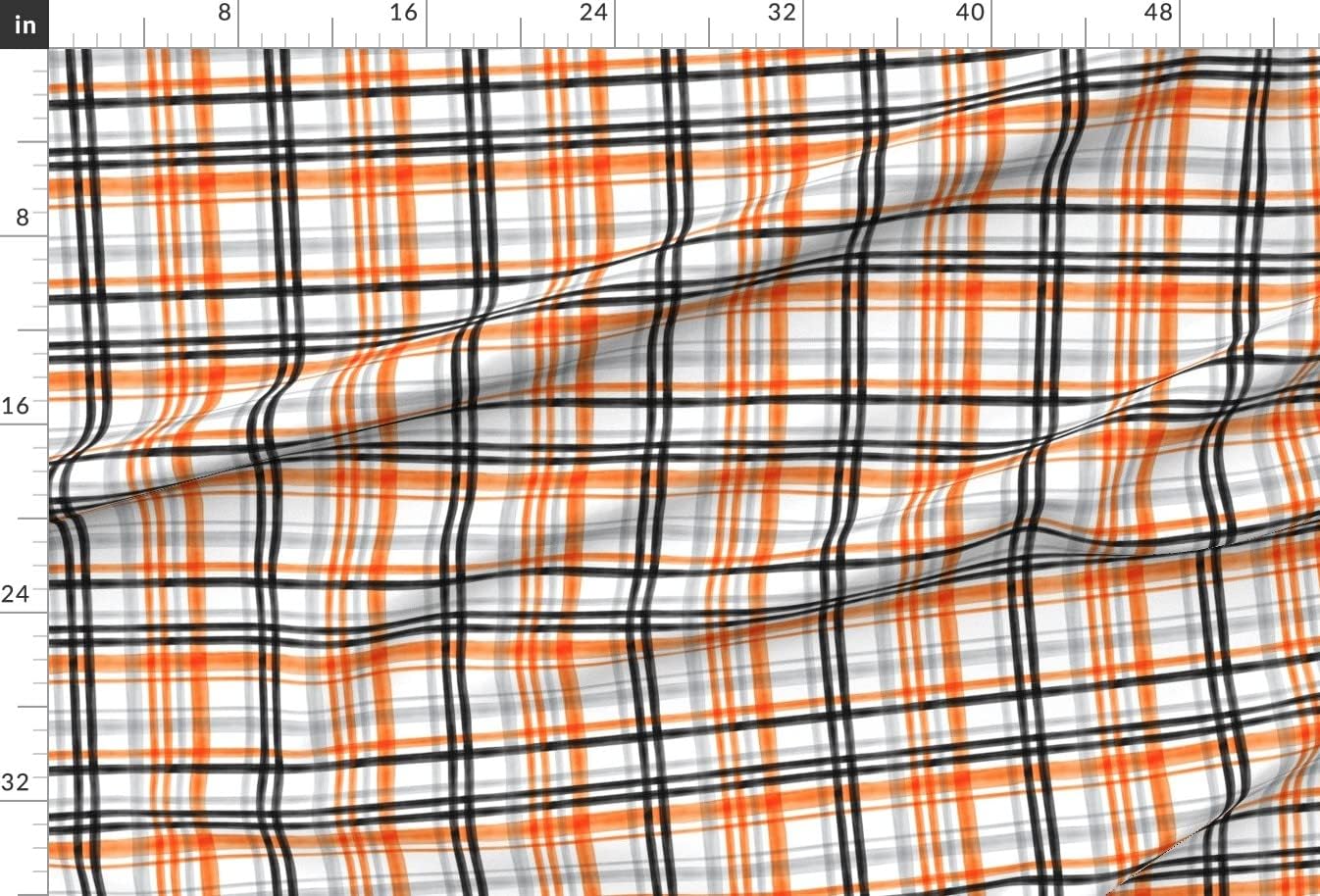 Spoonflower Fabric - Plaid Halloween Orange Black Watercolor Grey Printed on Minky Fabric by The Yard - Sewing Baby Blankets Quilt Backing Plush