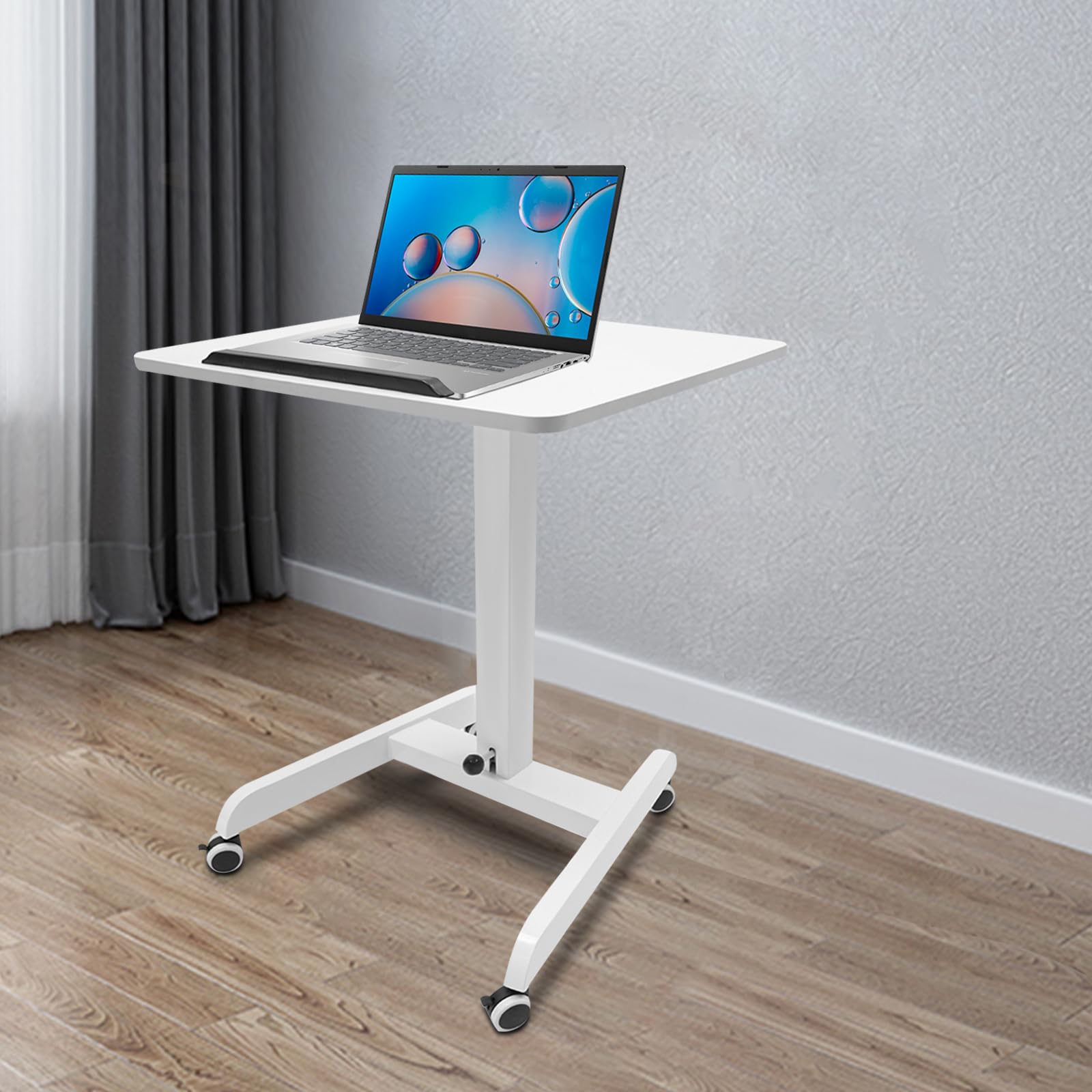 Adjustable Rolling Desk Mobile Standing Desk Height Adjustable Laptop Table with Locking Wheels 28-42 5 Inch Height Range — view 5