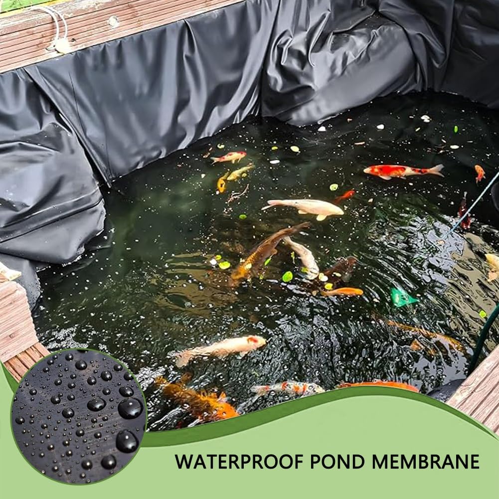 Telo di Copertura Flessibile e Impermeabile in HDPE da 0,2 mm di Spessore per laghetti, Giardini Acquatici, cascate e stagni (2x8 m)