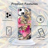 Vista 680 de I-MGAE-IN-AR - Funda diseñada para iPhone 12 y 12 Pro, diseño de mariposa plateada brillante, funda protectora de poliuretano termoplástico, suave