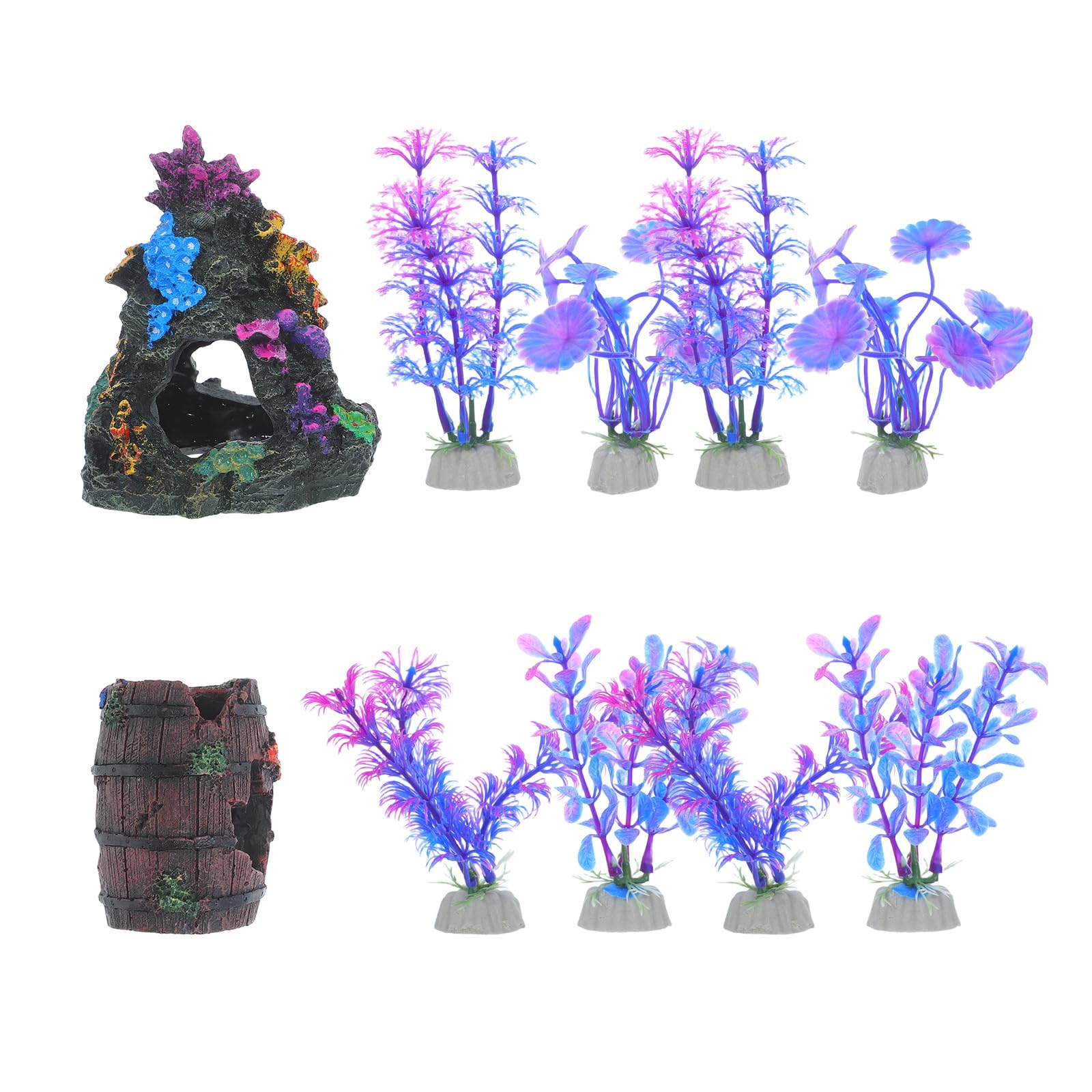 jojofuny Decoración para Acuario Plantas y Arrecifes de Coral Simulados, Resina y PVC, 10 Piezas, Fácil Mantenimiento Necesidad de Luz para Decoración de Peceras