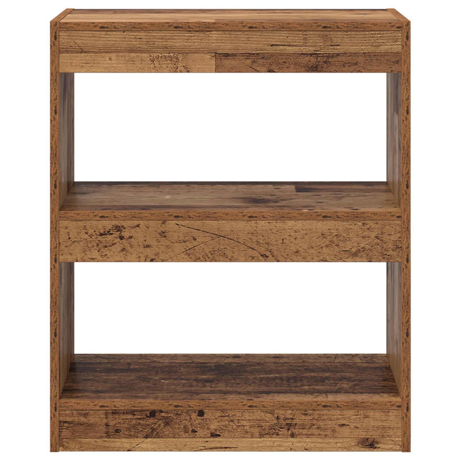 Libreria a 2 Ripiani da Soggiorno 60x30x72 cm Legno Vecchio | Scaffale salvaspazio compatto per studio e camera da letto con due ampi scomparti aperti in legno ingegnerizzato.