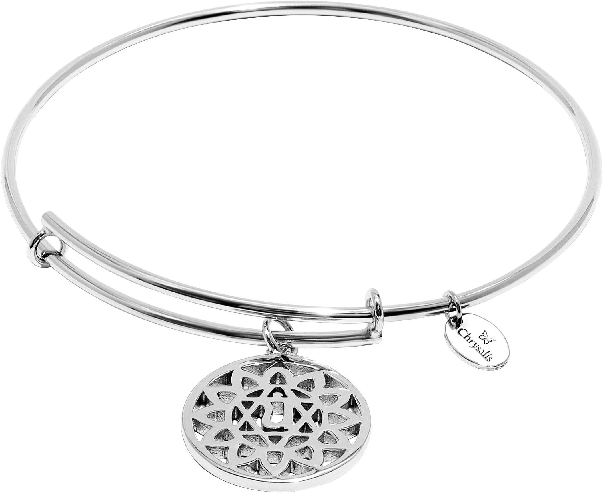 Chrysalis 'Heart' Expandable Bangle Bracelet in Rhodium-Plated Brass