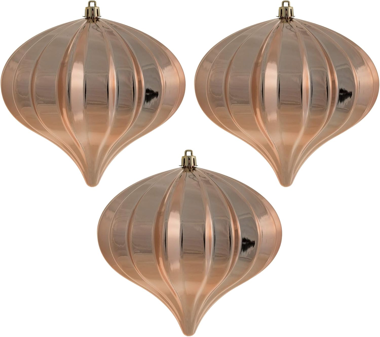 Vickerman 5.7" X 5.5" Rose Gold Onion Christmas Ornament, UV Treated, Set of 3