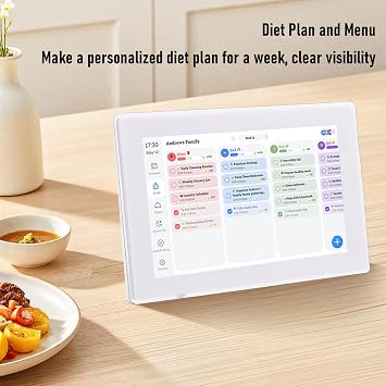 10.1 Inch Digital Calendar Chore Chart, HD Touchscreen WiFi Interactive Display Digital Calendar Planner, Syncs with Online Calendars, Vertical Wall Mount for Women Mom (UK Plug)