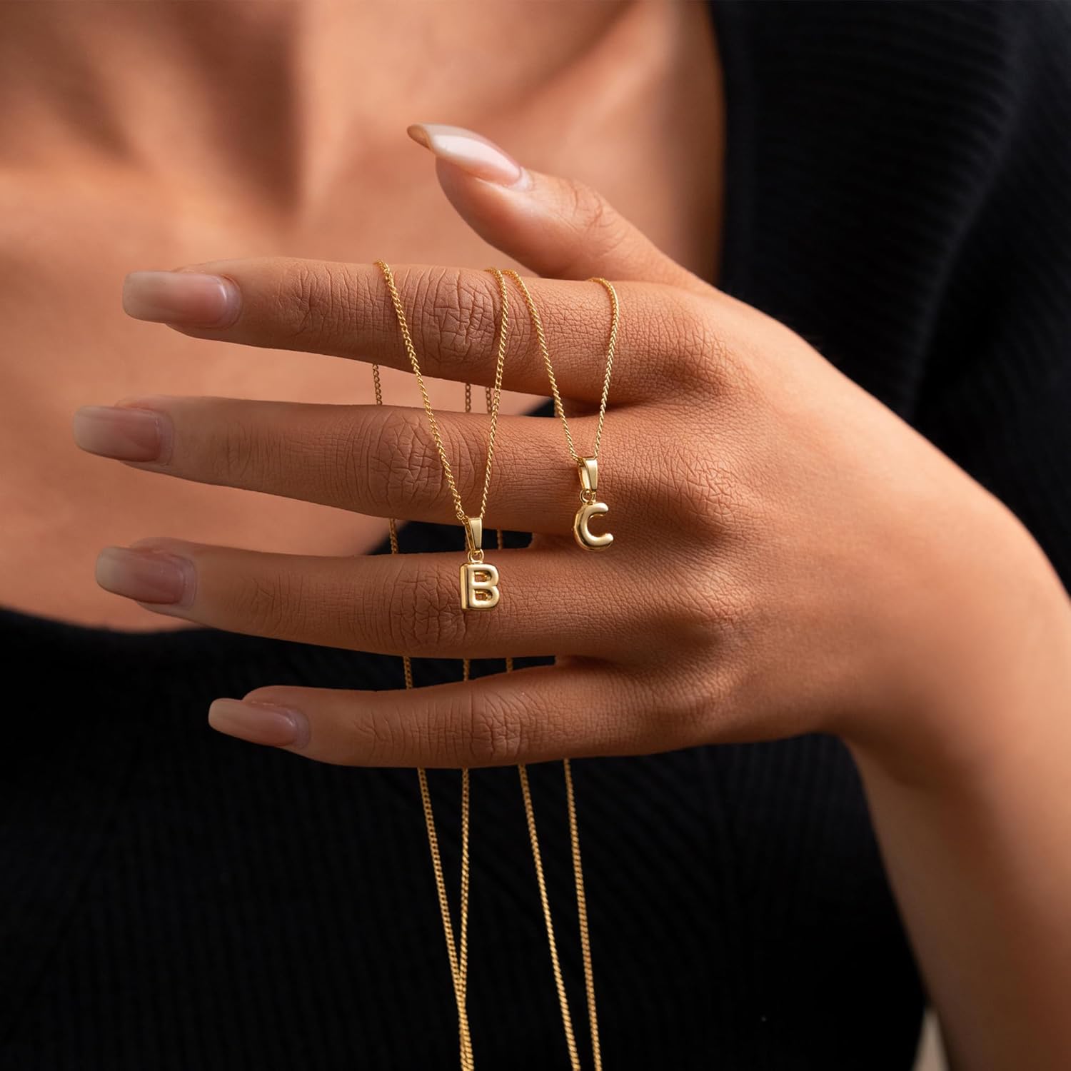 Initial Necklaces for Women, 14K Gold Plated Bubble Letter Necklace, Dainty Tiny A-Z Pendant Personalized Name Choker Necklace, Graduation Gifts Trendy Cute Gold Jewelry for Her - Image 4