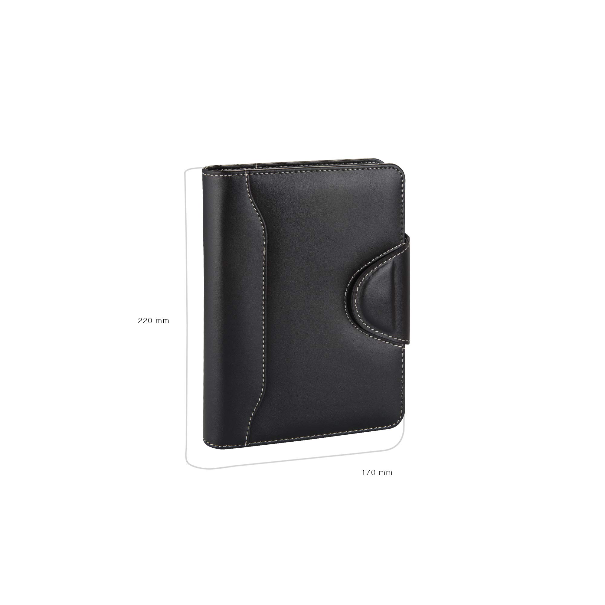 2K 4683 Ajanda Tarihsiz Kareli 14X20 cm Ajanda/Defter Hesap Makineli Suni Deri Organizer, Siyah