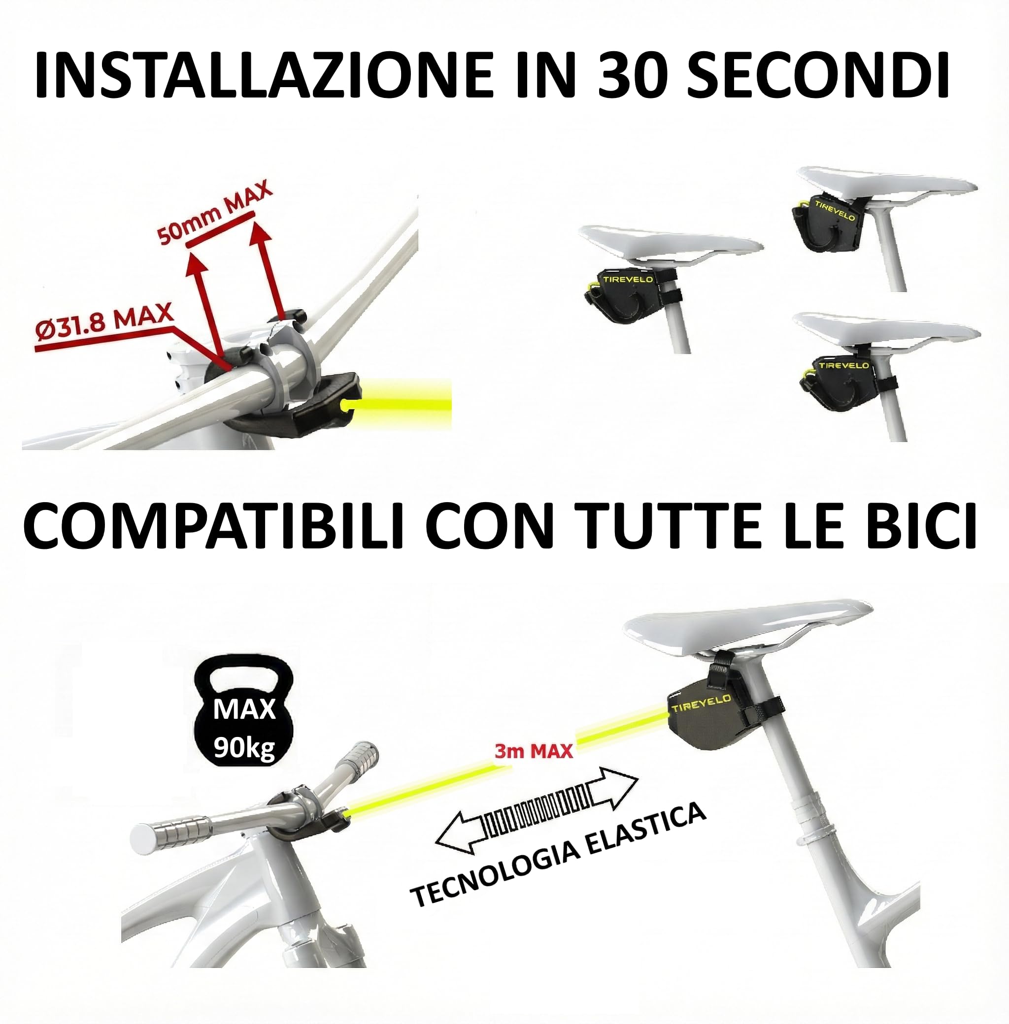 Corda di Traino Bici per Bambini e Adulti – Sistema di Trazione Elastico per MTB & E-Bike – Max 90kg