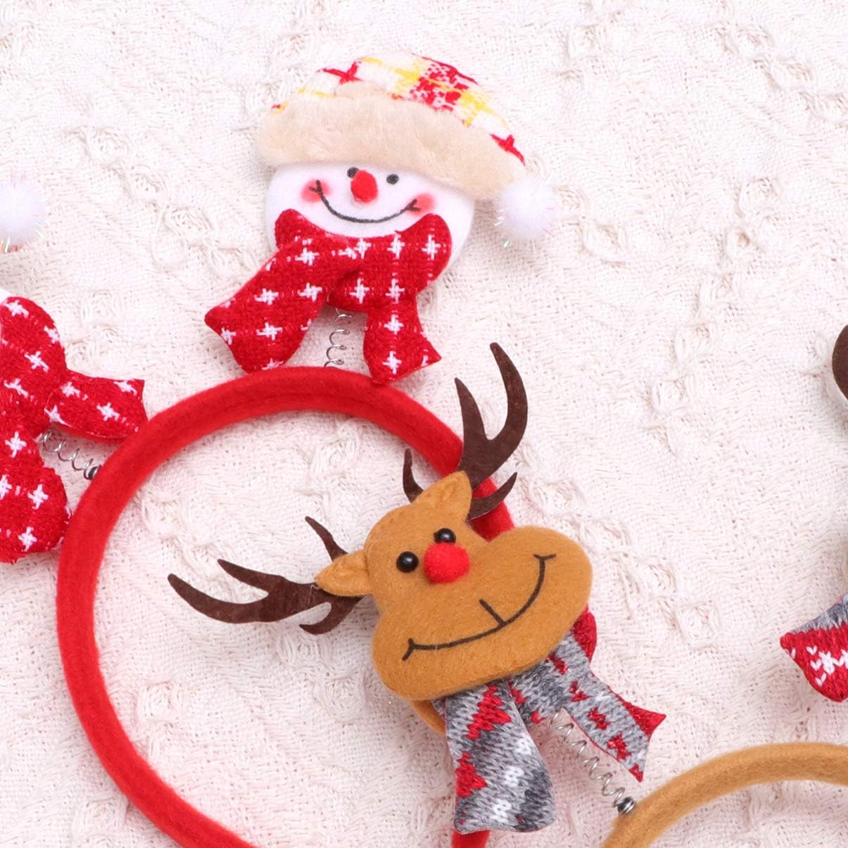 FRCOLOR Christmas Headbands, 4pcs Cute Xmas Santa Claus Hair Hoops Snowman Hairband Cartoon Spring Headwear - Image 4
