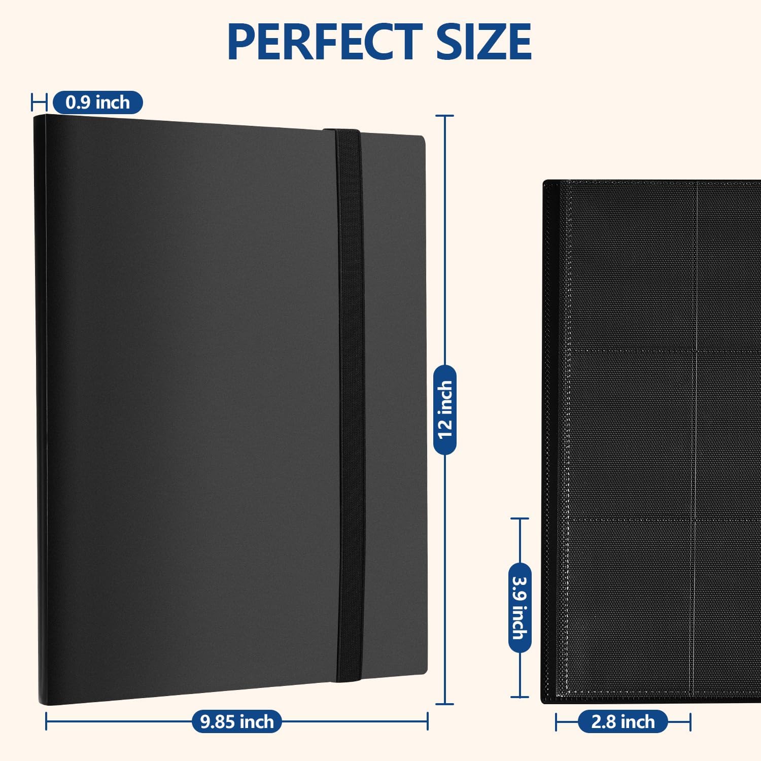 Card Binder, EDUDIIU 9 Pockets Premium Trading Card Binders, Cards Collection Binder Album, Side Loading Yugioh Holder Book for Sport, Football, Baseball Collector - Black