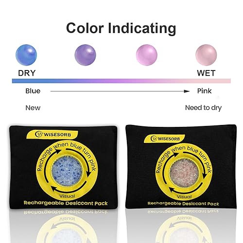 Miniatura 4 de Paquetes de desecantes de gel de sílice reutilizables de 3.53 oz, deshumidificador recargable con indicador de color para almacenamiento, cajas
