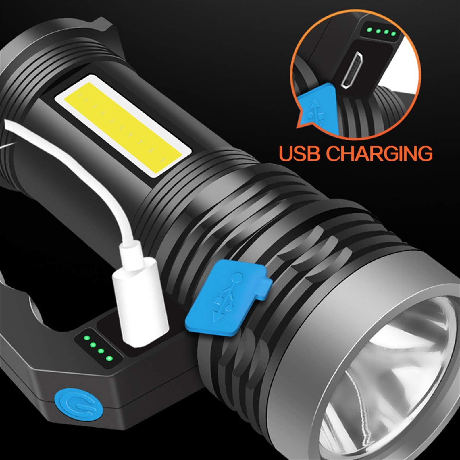 Latarka elektryczna o bardzo długiej gotowości Przenośna lampa robocza z akumulatorem USB Długi szperacz Wbudowana bateria Ręczne światło Reflektor z bocznym światłem COB Latarka jako Power