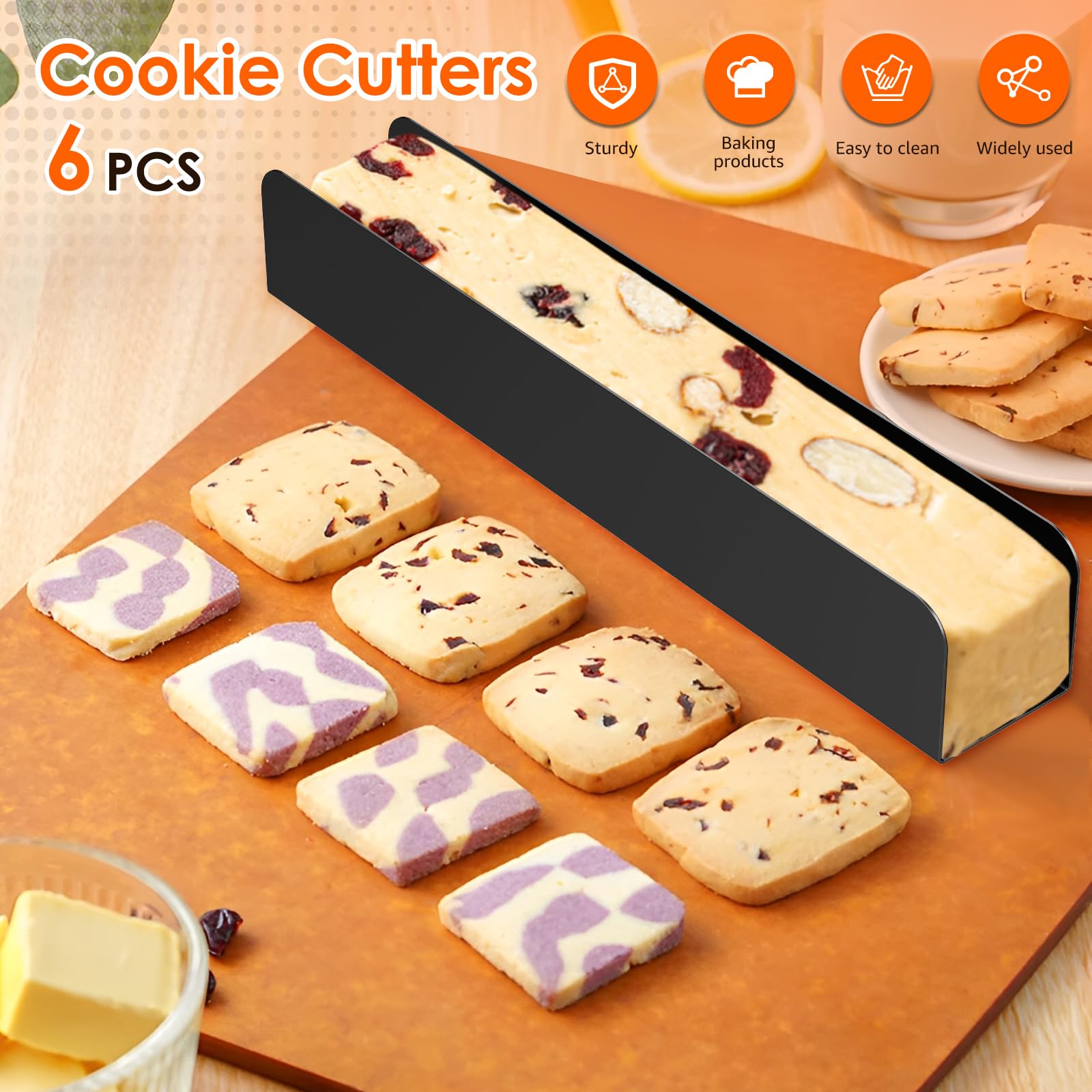 6Pcs Moule à biscuits en forme de U en canneberge Moule antiadhésif rectangulaire en forme de biscotte Bonne conductivité thermique Moule à pain, gâteau, biscuit pour la cuisine(Noir)