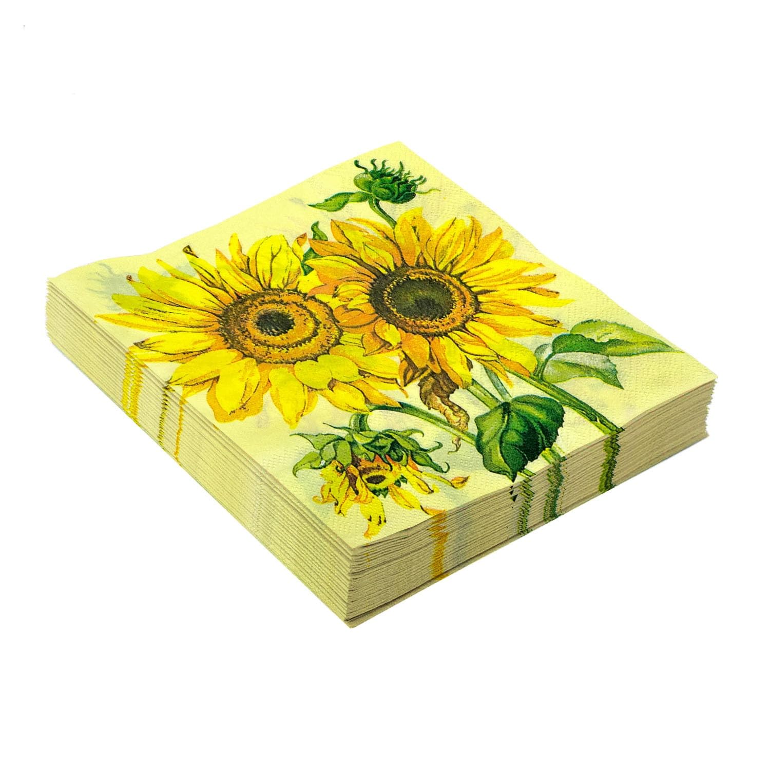 Servilletas Papel Girasol Amarillo Desechables Servilletas Decoupage Cocktail Cumpleaños 2 Capas Toilet Papel Higienico Decoración de Mesa para Bodas,Fiesta en el Jardín 30 Paquetes(33x33cm）