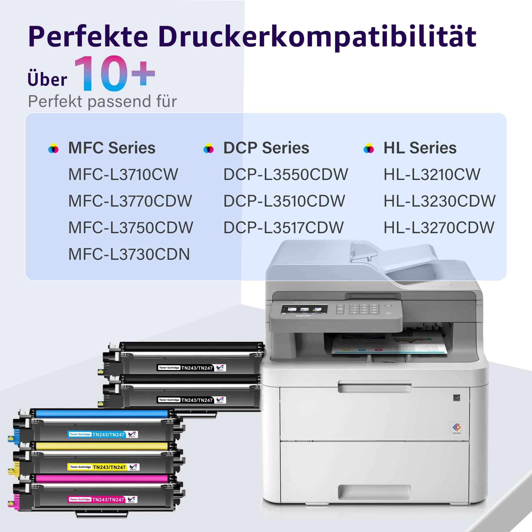 ONLYU TN-243CMYK TN247 Toner Kompatibel für Brother MFC L3750CDW 5er-Pack | TN-243CMYK,Kompatibel für MFC L3750CDW,MFC-L3770CDW,DCP-l3550CDW,HL-L3230CDW,HL-L3210CW,MFC-L3730CDN,MFC-L3710CW