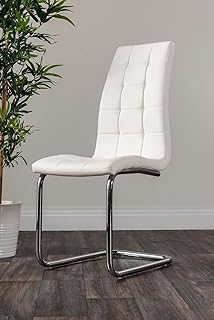 Furniturebox UK Dining Chairs - Murano Chairs for Dining Room Set of 2 - Premium Dining Room Chairs - Contemporary & Luxurious White Chairs (2x White Chairs)
