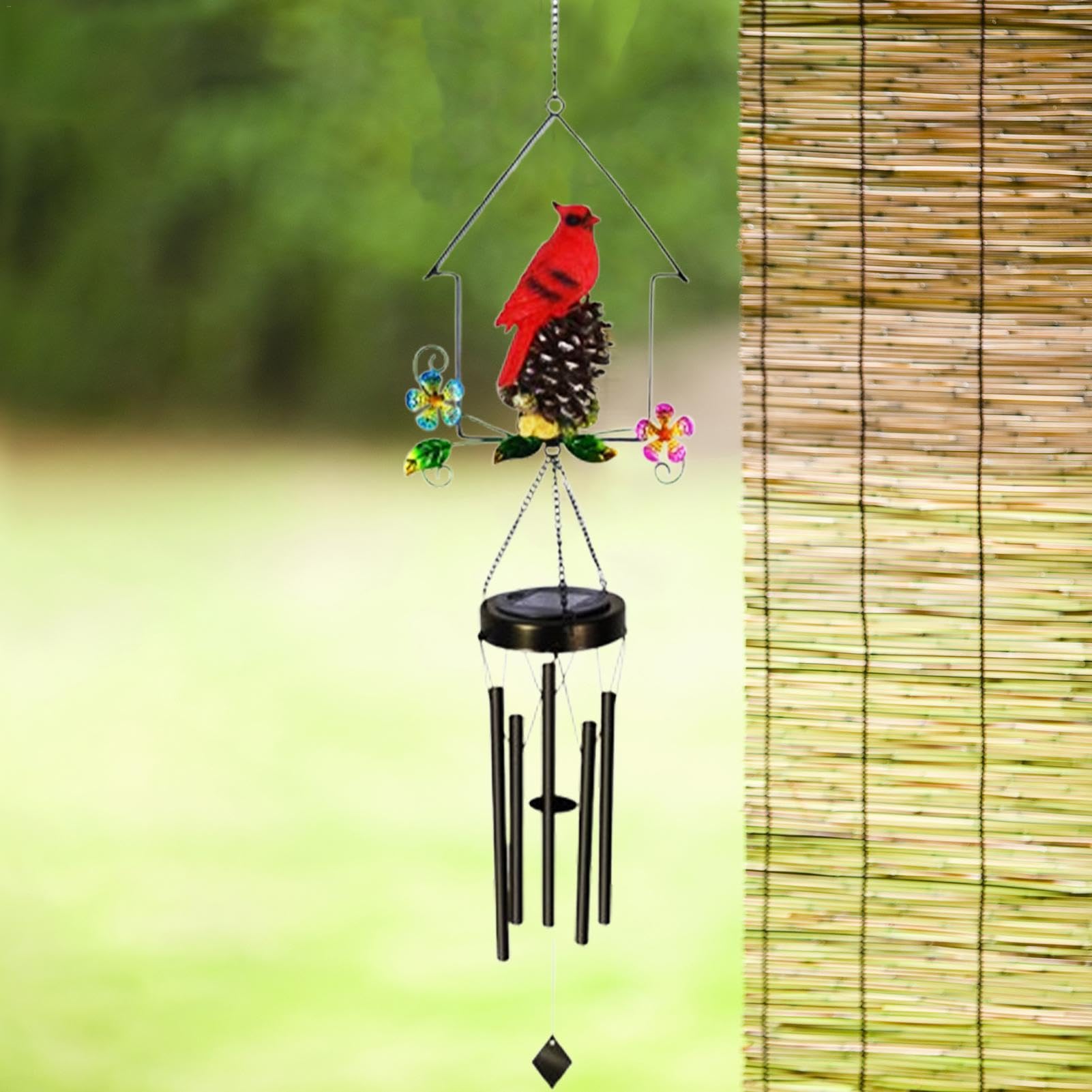 Carillones De Viento Con Energía Solar Iluminación con Diseño de Pájaros | Carillones de Viento para en Exterior Para Rellenos De Calcetines De Navidad Y Para Decoración De Cumpleaños