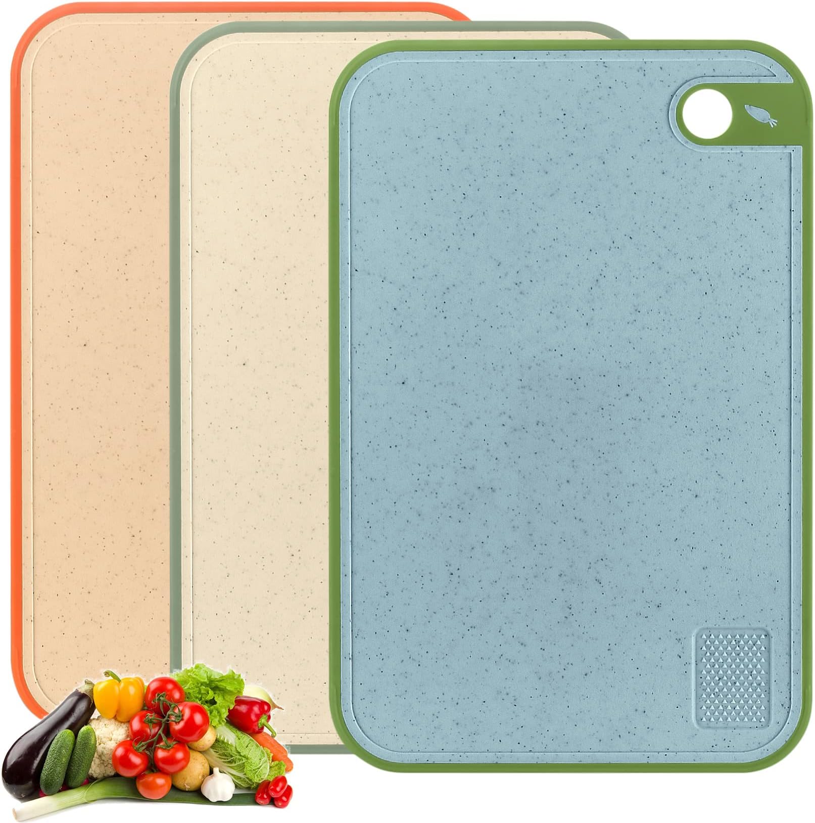 3-Pack Large Kitchen Cutting Boards - BPA Free Plastic Cutting Boards with Non-Slip Feet, Juice Groove and Grinding Groove, Great for Fruits, Vegetables, Kitchen Gifts for Grandma