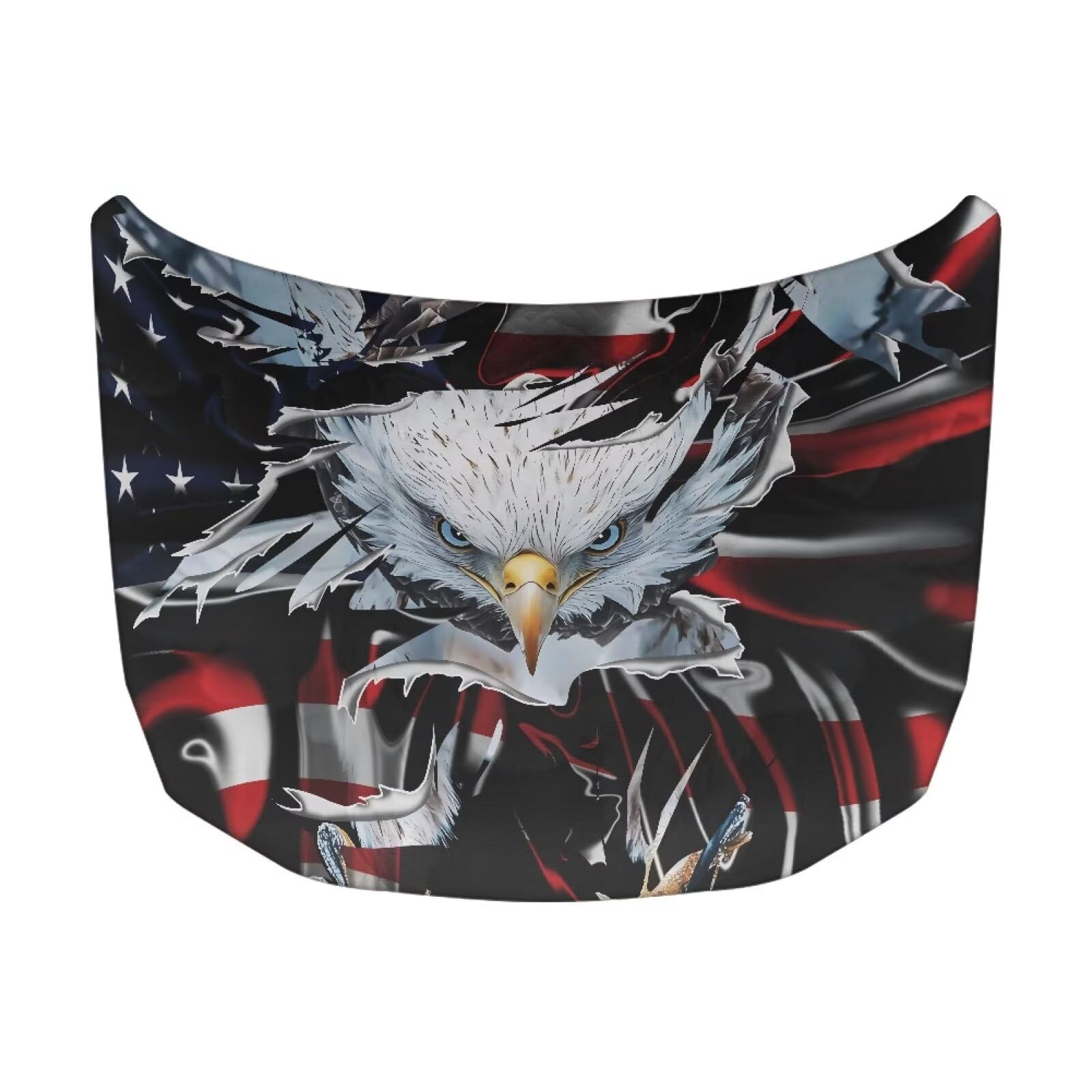 American Flag Bald Eagle Print Car Hood Cover, Stretchable Waterproof Protector for Auto, Auto Hood Wraps Blankets, Car Patriotic Decorations for Most SUVs Trucks Minivans