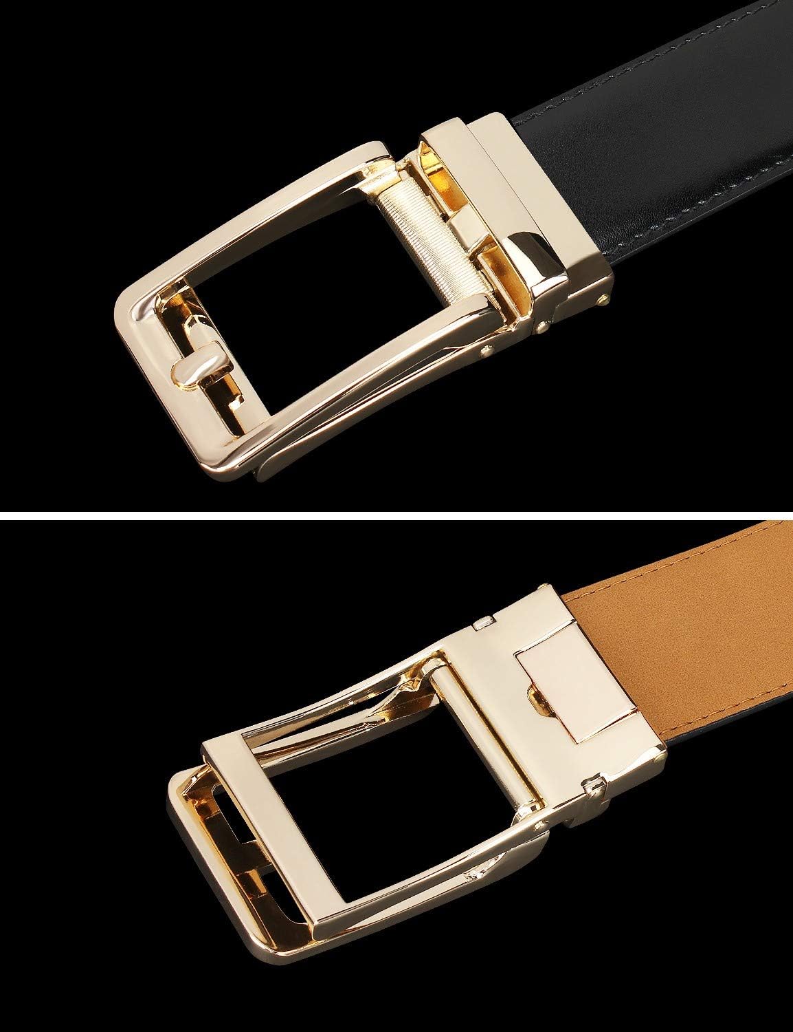 Demon&Hunter ABL Series Men's Adjustable Belt Comfort with Golden Buckle black beltswork leather Belt P01461