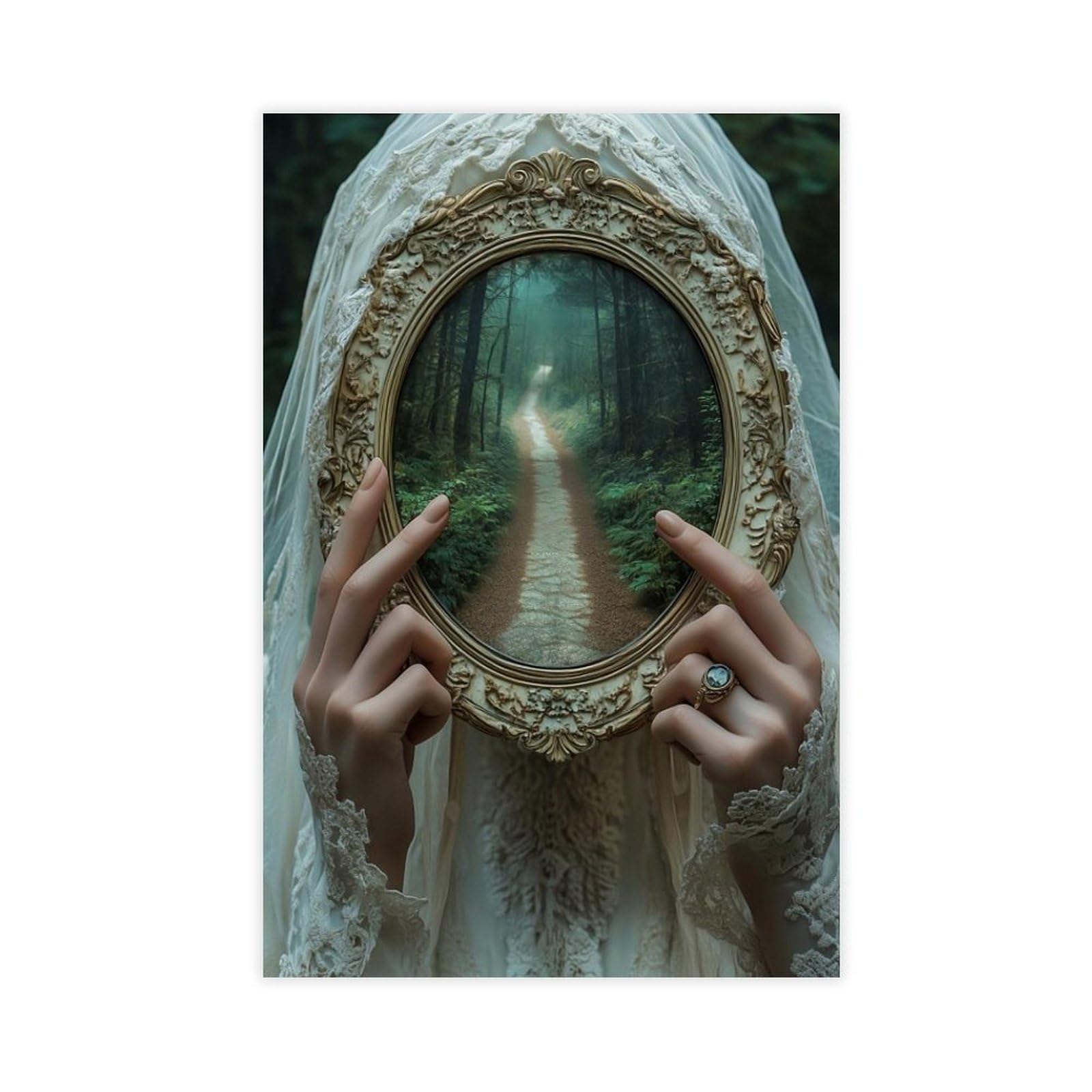Ncudank Girls Mirrored Victorian Poster Canvas Poster Bedroom Decor Landscape Office Room Decor Gift 08X12inch(20X30cm)
