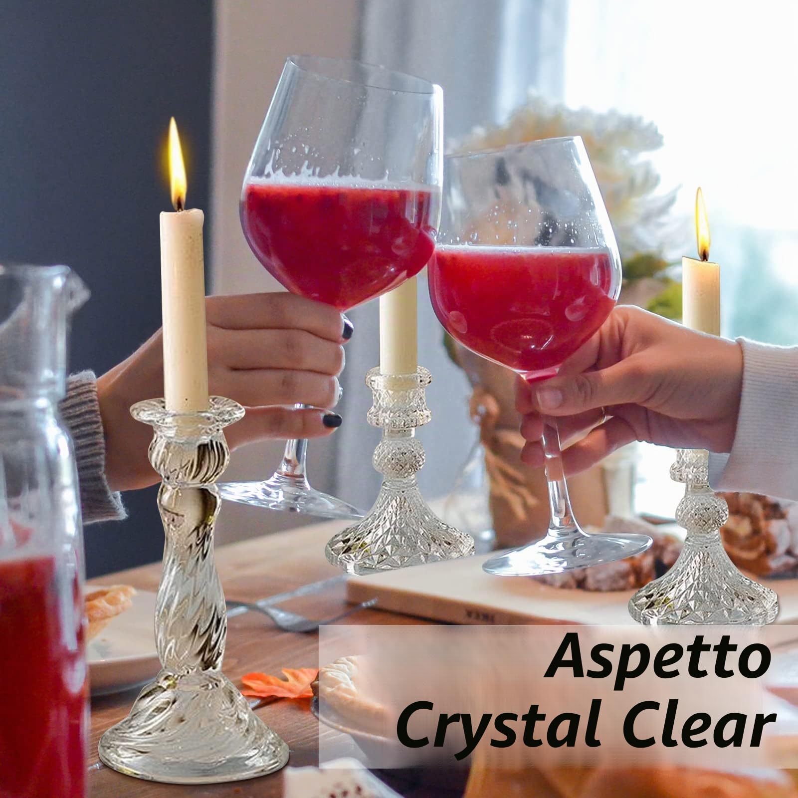 Portacandele in vetro Set di 8 bicchieri trasparenti conici per candeliere candela di cristallo per tutti gli eventi formali cene a lume di candela matrimoni cene feste decorazioni per la casa