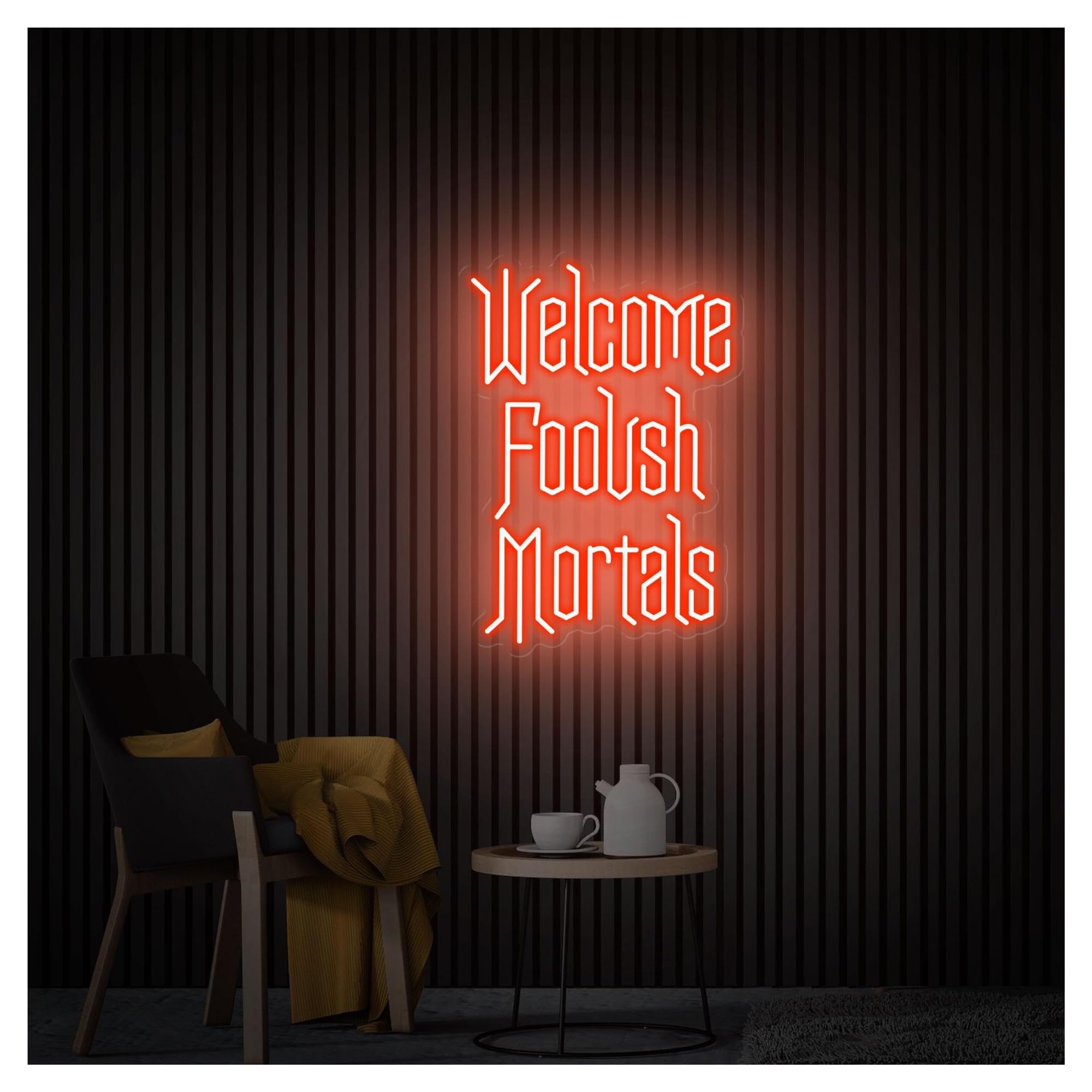 RONGCH Hanging Art Signs Welcome Foolish Mortals Neon Sign,Suitable for Festival Party Decor with Dimmable 31cmx45cm(E)