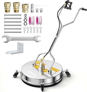 EVEAGE 18.5" Powerful Pressure Washer Surface Cleaner, EP003 Dual Handle Stainless Steel Surface Cleaner for Pressure Power Washer, 4000 PSI, Perfect for Driveways, Sidewalks,Patios 18.5 in