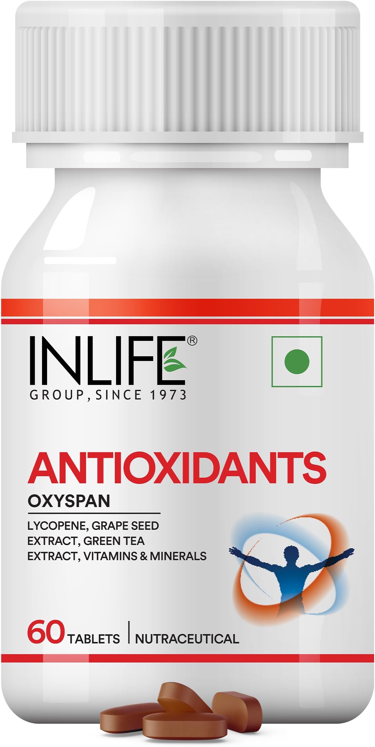 Antioxidants Supplements | Lycopene Grape Seed Extract Green Tea Extract | 60 Tablets (Pack of 1, 60)