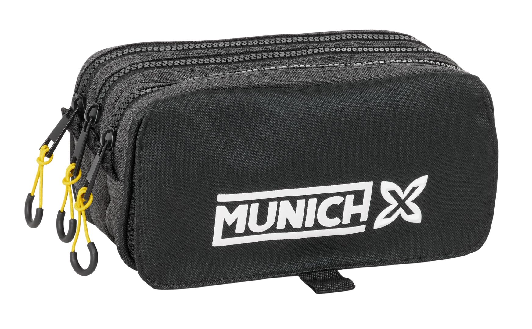 Safta MUNICH TOPO - Triple Big Pencil Case, Children's Pencil Case, Ideal for School Age Children, Comfortable and Versatile, Quality and Resistance, 21.5 x 8 x 10 cm, Black/White, M, Casual