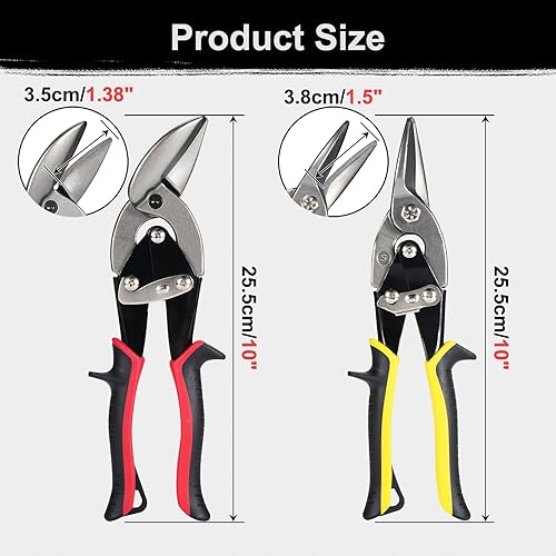 Miniatura 6 de Dekeliy Juego de tijeras de hojalata de aviación, tijeras de corte de estaño rectas resistentes a izquierda y derecha, cortadores de metal de 3