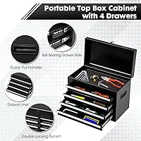 Vista 5 de 5-Drawer Rolling Tool Chest with Detachable Top Box, Lockable Wheels, Adjustable Shelf, and Liner, Heavy-Duty Metal Tool Cart for Garage and