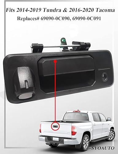 Miniatura 7 de SYOAUTO Manija de puerta trasera para Toyota Tundra 2014-2019 y Toyota Tacoma 2016-2020 manija de pestillo con orificio trasero para cámara