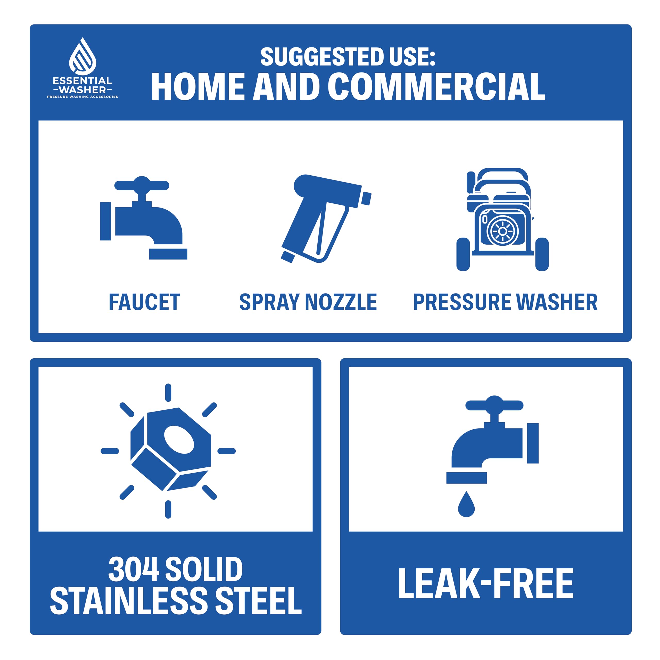 ESSENTIAL WASHER Kit de conexión rápida de manguera de lavado a presión, M22-14 mm a macho hembra de 3/8 pies, incluye 2 conectores hembra y 2 conectores macho M22-14 mm, 2 conectores macho de