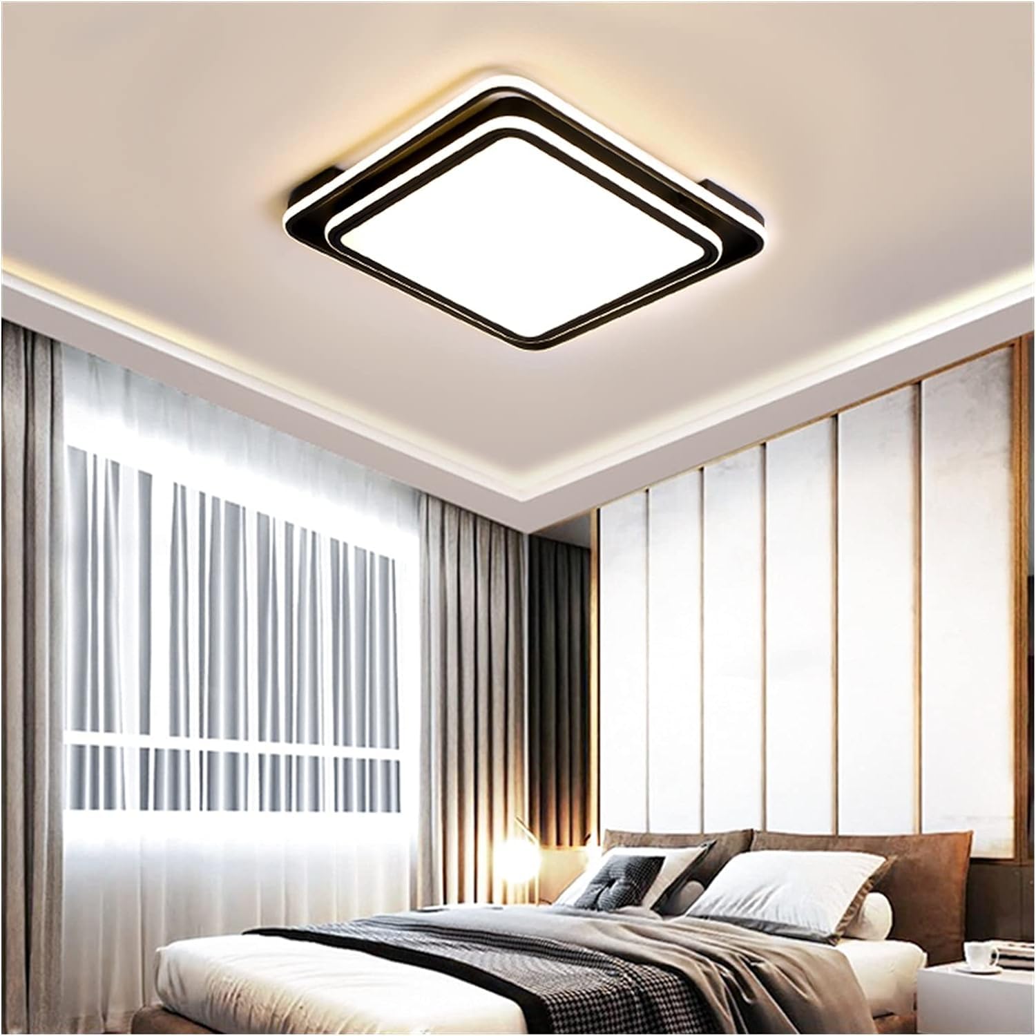 Plafonniers LED carrés et rectangulaires à intensité variable avec télécommande - 7