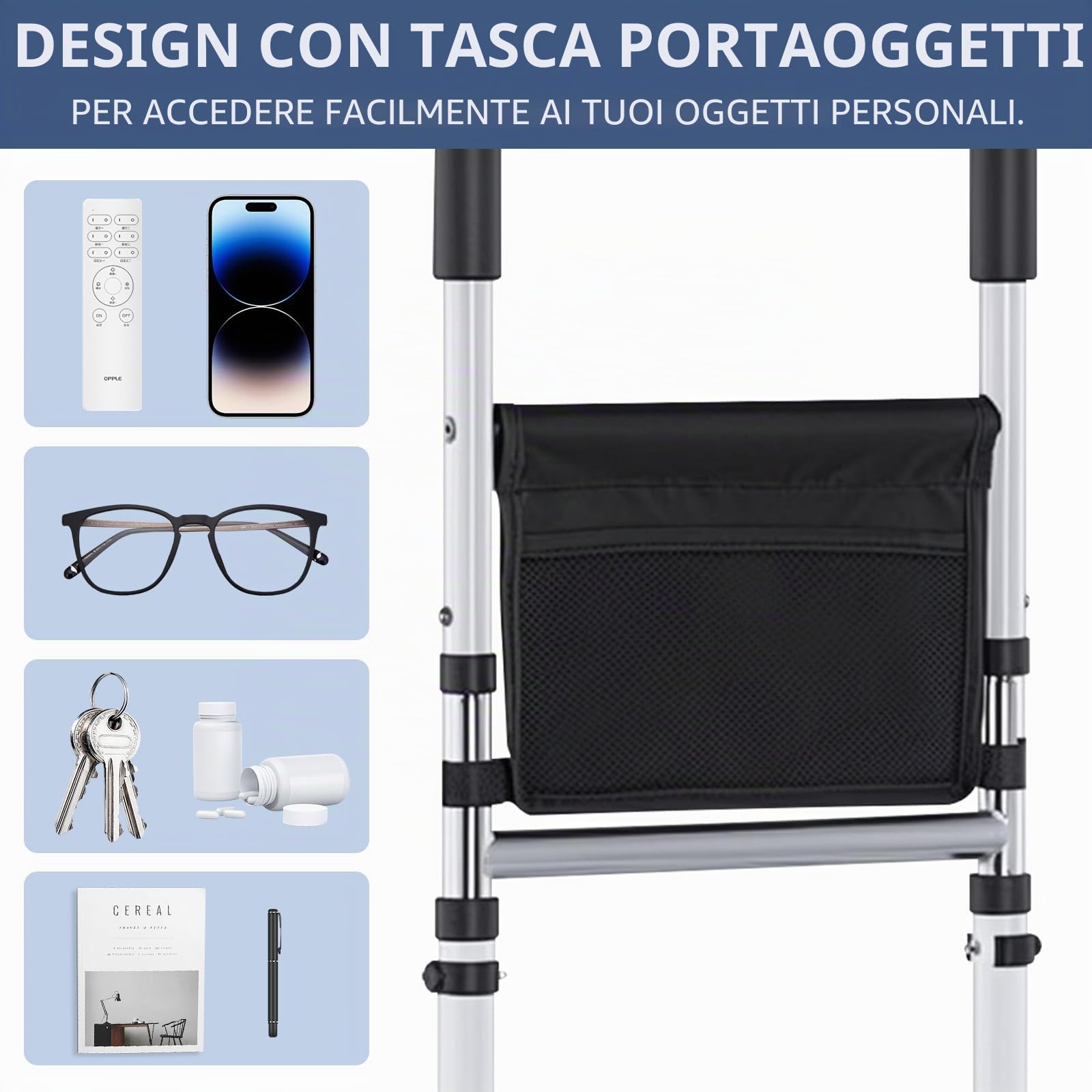 Ausili Per Alzarsi Dal Letto - Supporto Regolabile In Altezza, Struttura Robusta Con Piedi Antiscivolo, Ideale Per Maggiore Sicurezza E Comfort Durante L'Ascesa