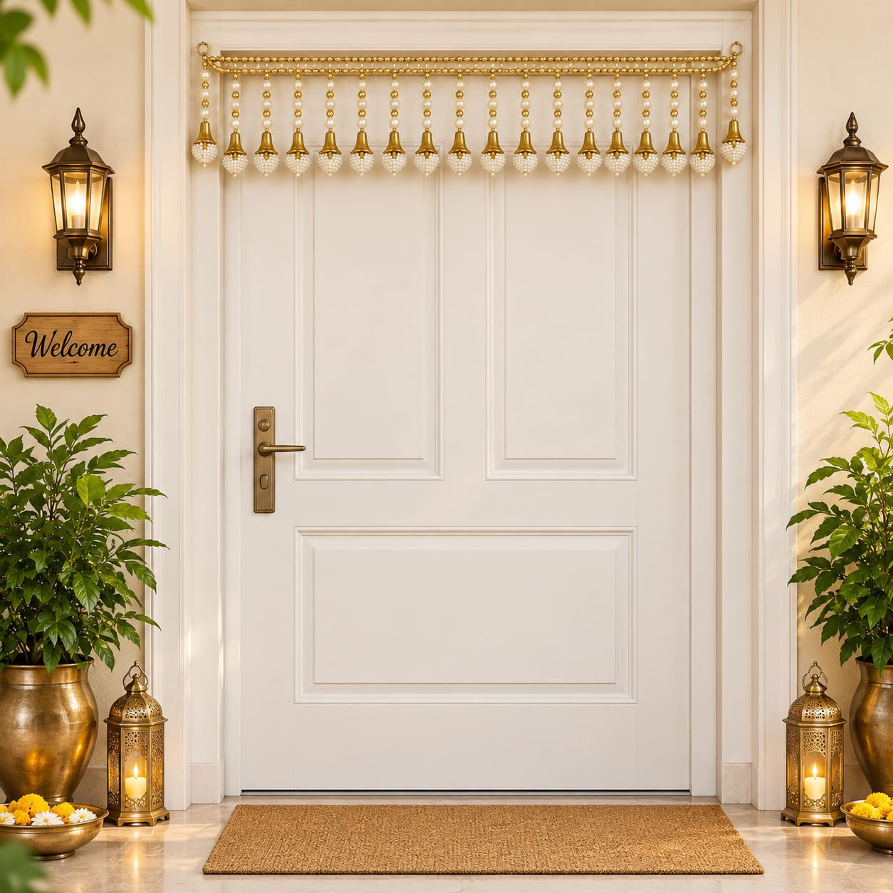 Gold Lotus Toran - Traditional Indian Door Decor -19