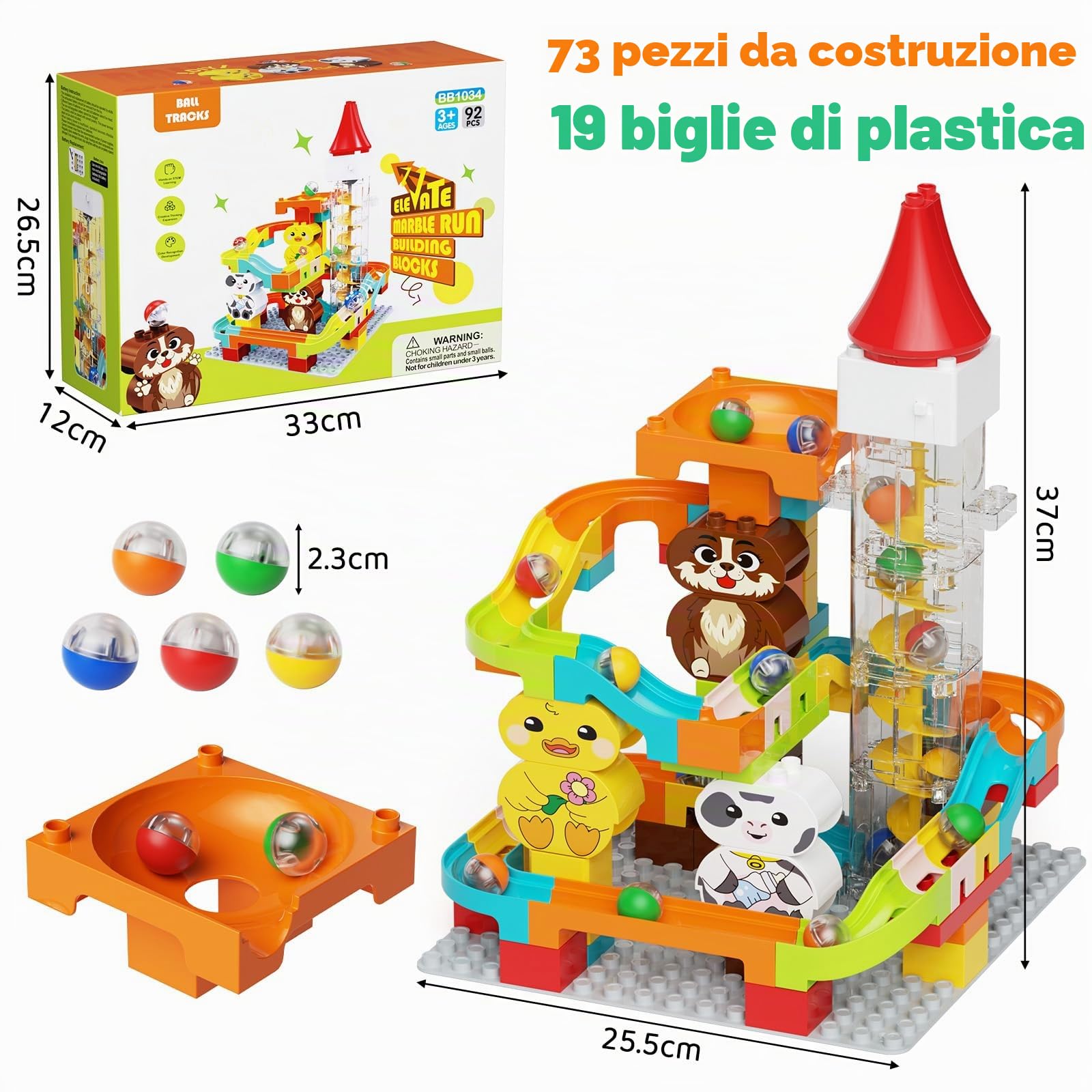 Pista di marmotta giocattolo con ascensore motorizzato - Kit di costruzione Perpetuum mobile STEM per bambini
