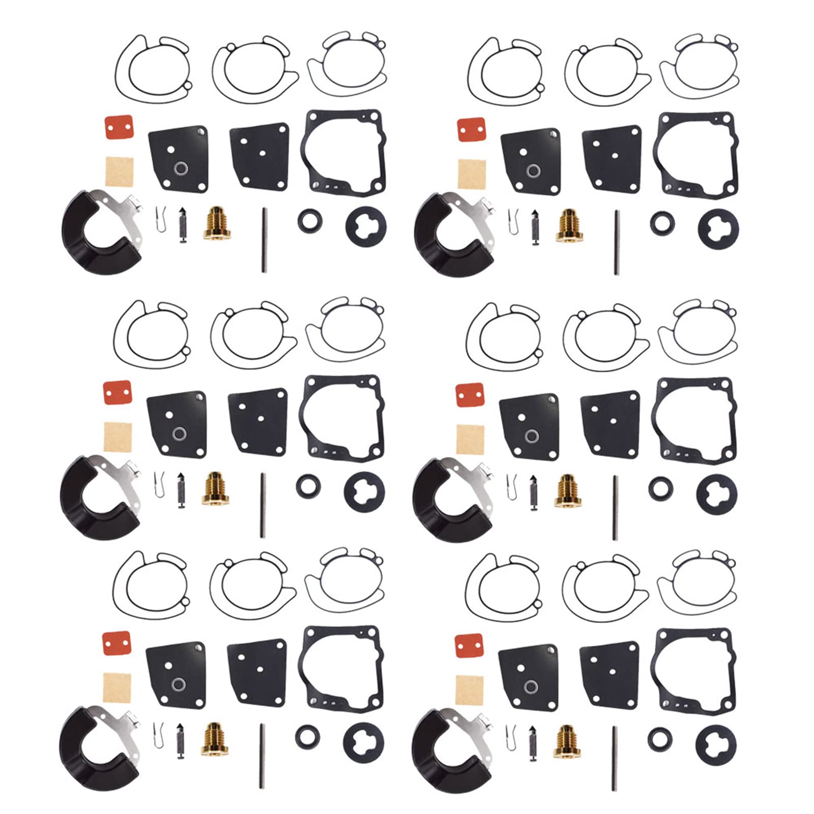Autoparts 6-Pack Carburetor Kits Replacement for Johnson Evinrude V4 V6 (90 100 105 115 150 175 HP) 18-7247 438996 436852