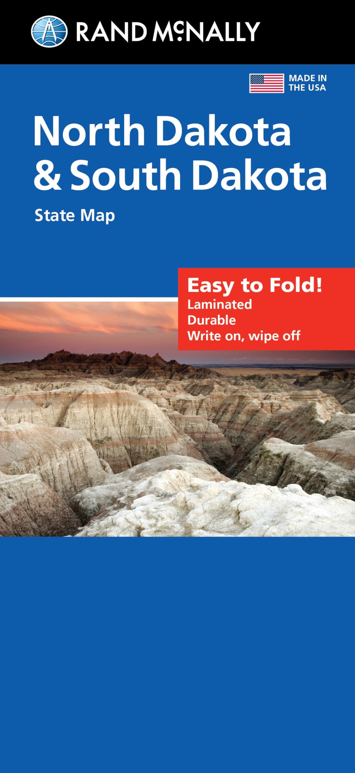 Rand McNally Easy to Fold North Dakota South Dakota Laminated Map