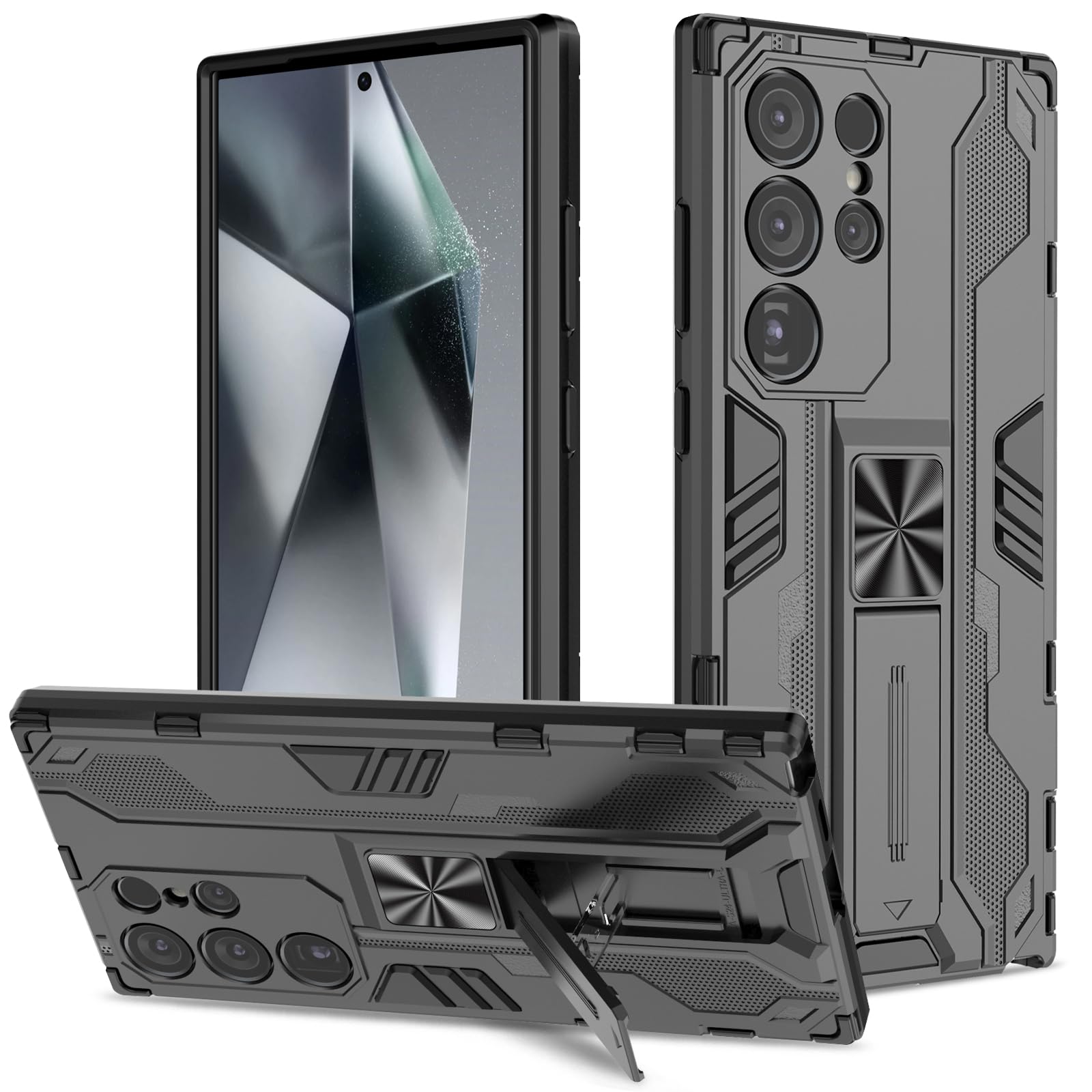 Funda para Samsung Galaxy A13 4G con Cristal Templado Protector Pantalla, Carcasa Antigolpes con Soporte anular metálico, Case Protectora de Grado Militar, Negro — view 99