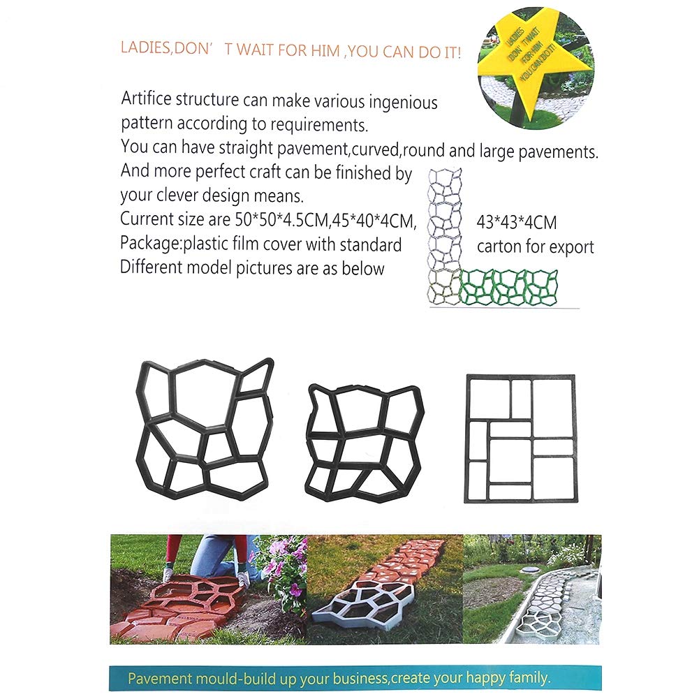 Moule De Pavage De Jardin en Plastique Bricolage Route Pose Ciment Béton Raide Maçonnerie Route Moule Pavage Maçonnerie pour Les Amateurs De Jardin Décoration Travailleurs