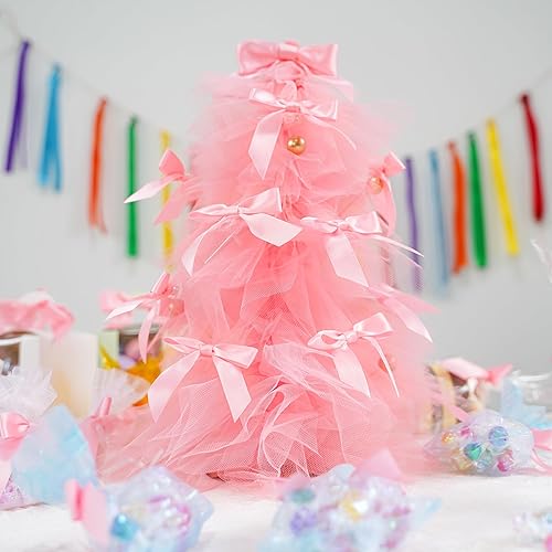 Vista 79 de AIMUDI Lazos giratorios para bolsas de golosinas de 3.5 pulgadas, lazos de satén azul turquesa para manualidades, lazos prefabricados con lazos Azul