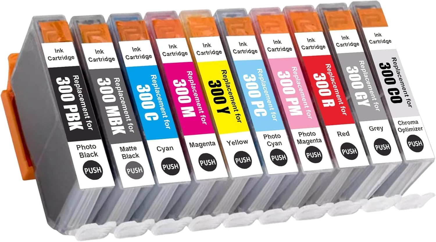 Compatible PFI-300 PFI300 Pigment Ink Cartridges for PFI-300MBK PFI-300PBK PFI-300C PFI-300M PFI-300Y PFI-300PM PFI-300PC PFI-300R PFI-300GY PFI-300CO Ink for CAN imagePROGRAF PRO-300 (10PK)