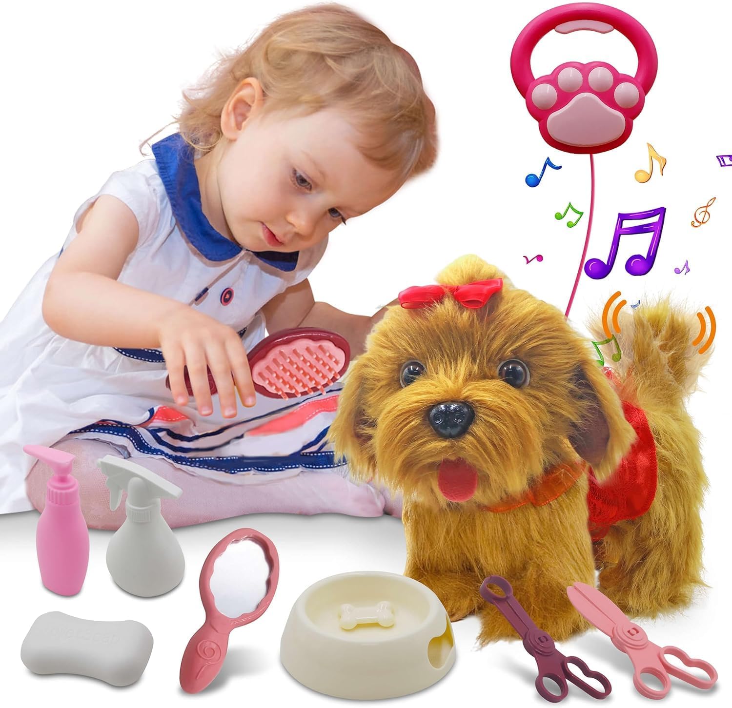 Toy Dog That Walk and Bark, Sing, Wag Tail, Lick, Repeat Your Words & Plush Golden Stuffed Puppy for Boys, Girls Toy Dogs