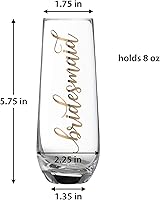 Vista 3 de Lillian Rose Copa de champán sin tallo para dama de honor, 1 unidad (paquete de 1), transparente