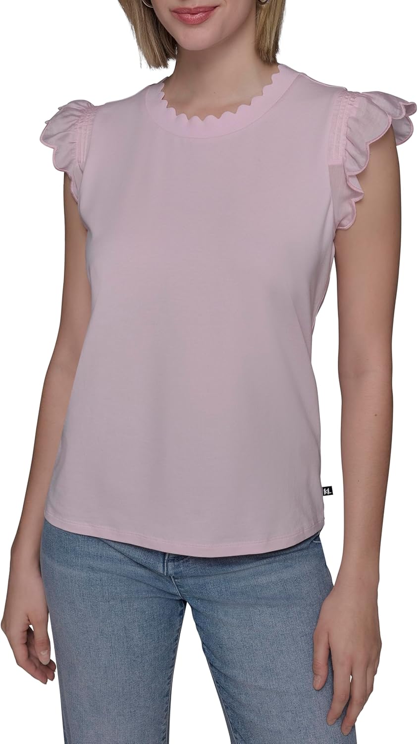 Karl Lagerfeld Womens Soft Everyday Essential Casual T-Shirt
