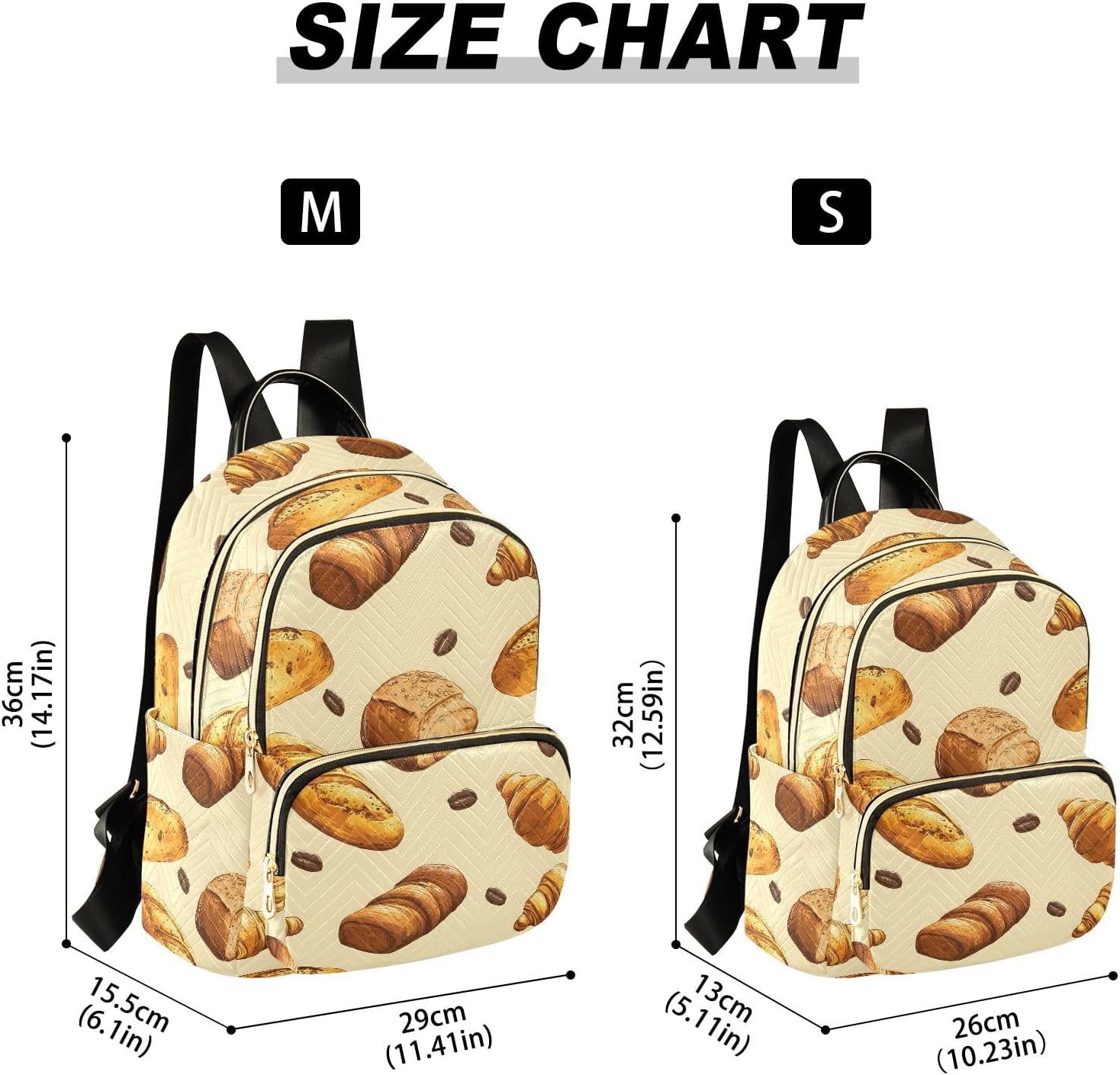 Pastries Breads Coffee Beans Backpack Purse for Women Shoulder Bag Fashion Daypack Ladies Handbag Lightweight Travel Bag Rucksack