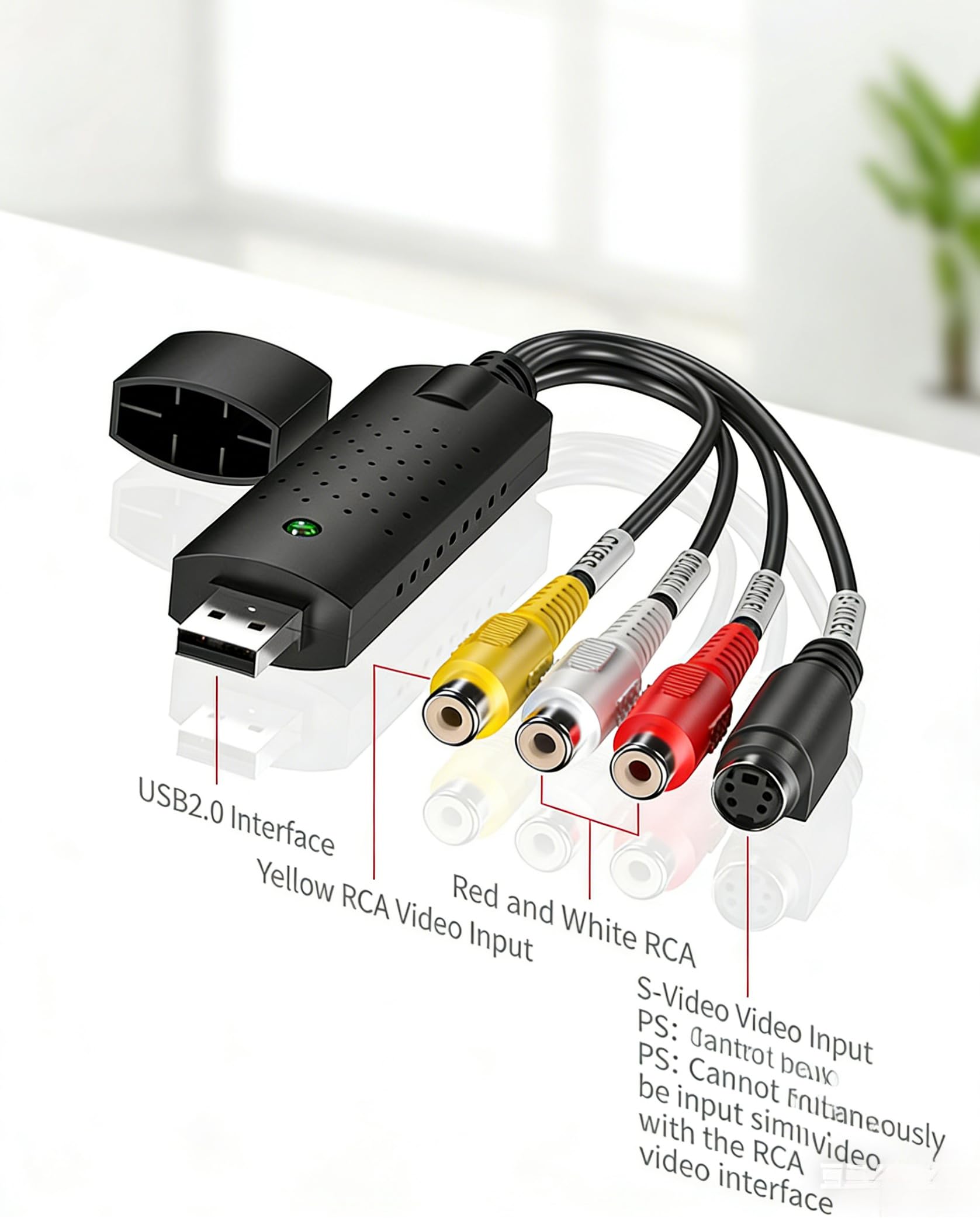 USB 2.0 konwerter audio wideo grabber, adapter do przechwytywania wideo, analogowy, cyfrowy adapter wideo, obsługuje Windows 11/10/8/7 i Mac do VCR VHS DVD